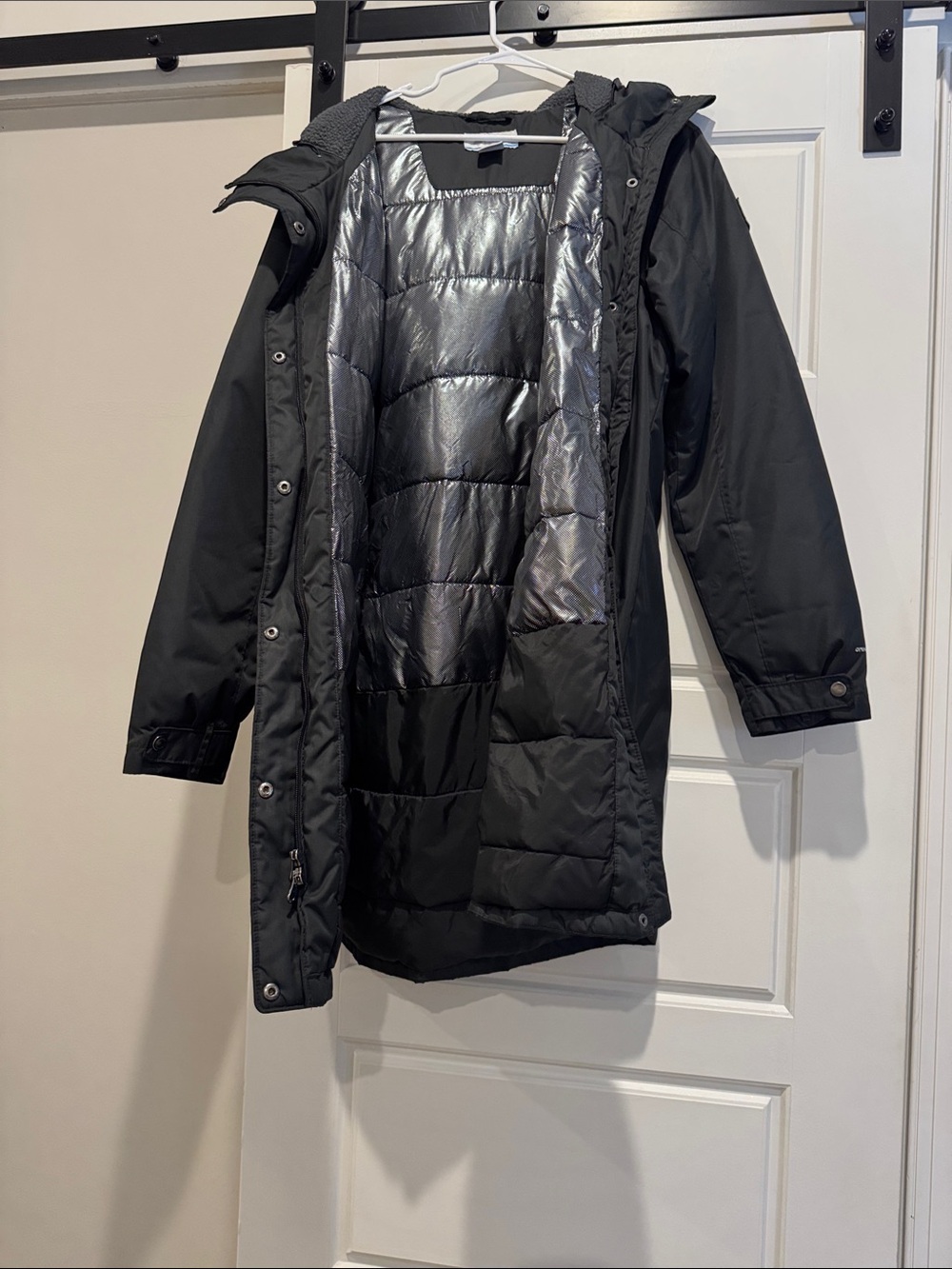Long Black Women's Hooded Puffer Coat